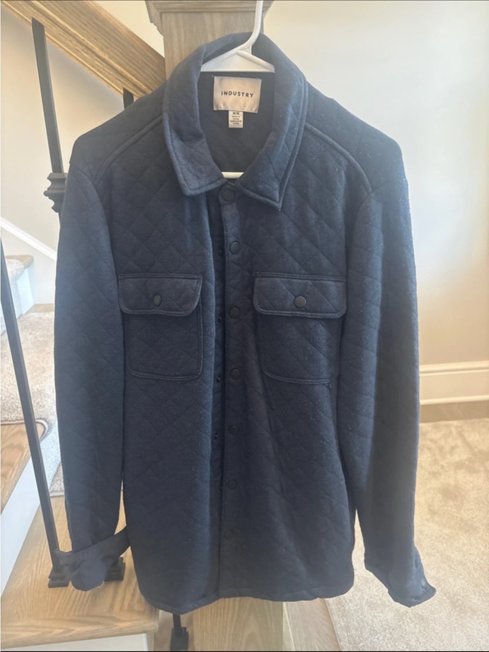 Industry Quilted Navy Button-Front Shirt Jacket
